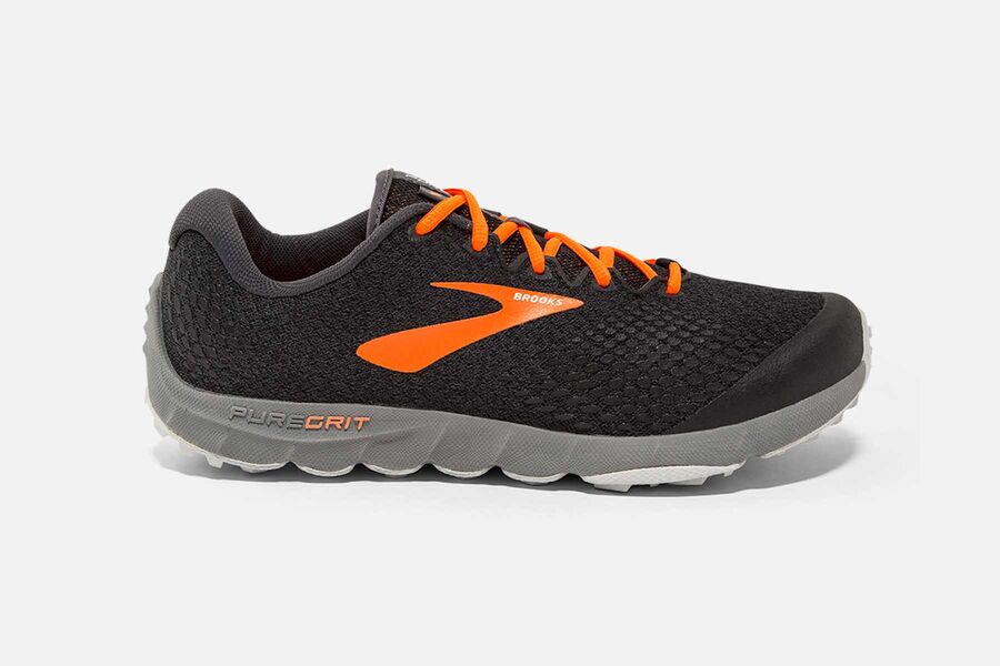 Brooks PureGrit 7 Mens Australia - Trail Running Shoes - Black/Orange/Grey (069-OFAKE)